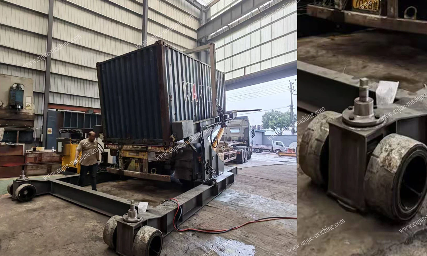 Container tilters for loading and unloading Container tilters for loading and unloading